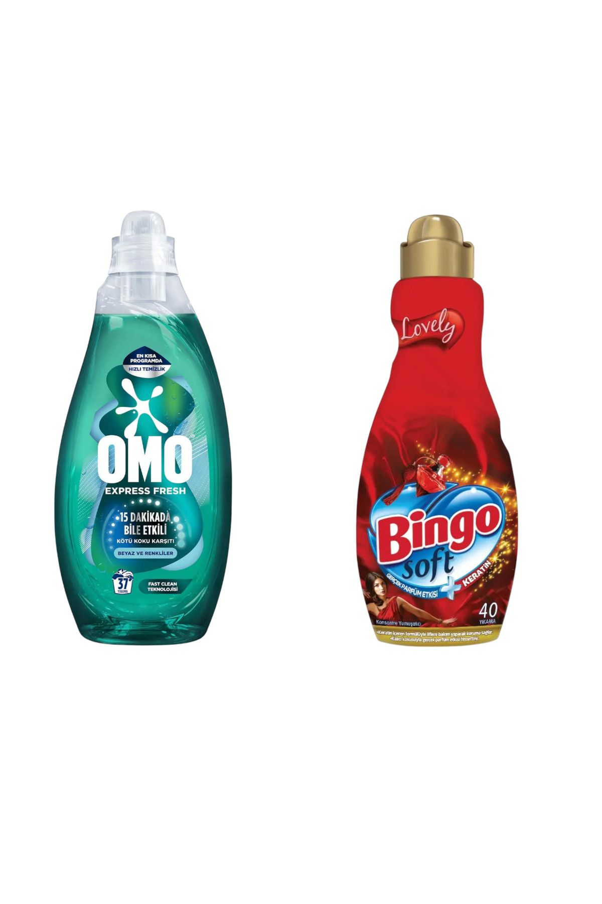 Omo Express Fresh Beyazlar ve Renkliler 1480 ML & Yumuşatıcı Lovely 960 ML