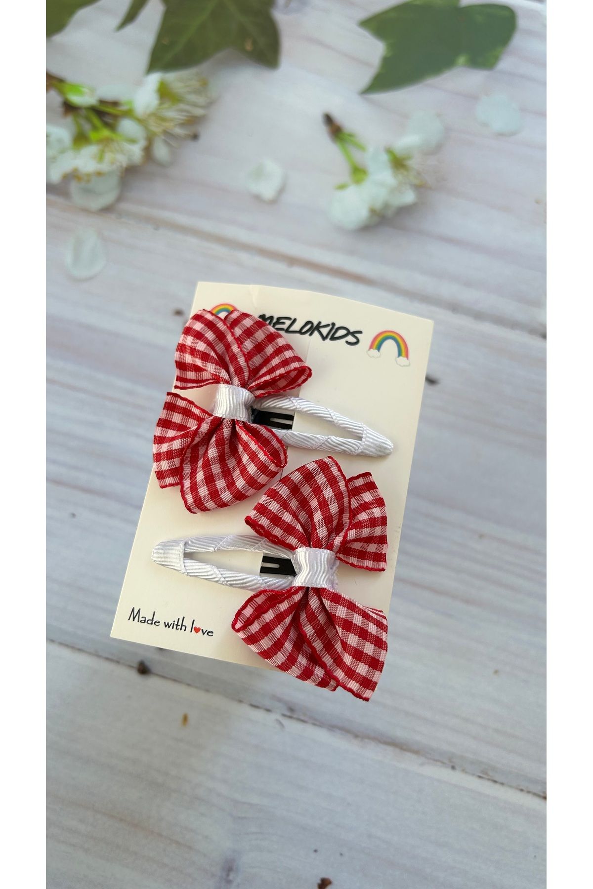 Melo-Gingham -, Plaid Pattern Ribbon Snap Buckle Set 2
