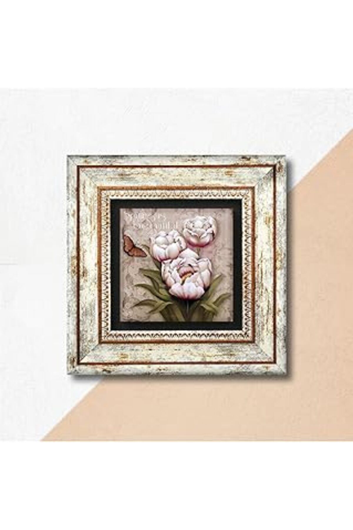 EDALKILIÇ Pione Li Çiçek Taş Duvar Tablosu Çerçeveli Duvar Dekoru Wall Art K1-14