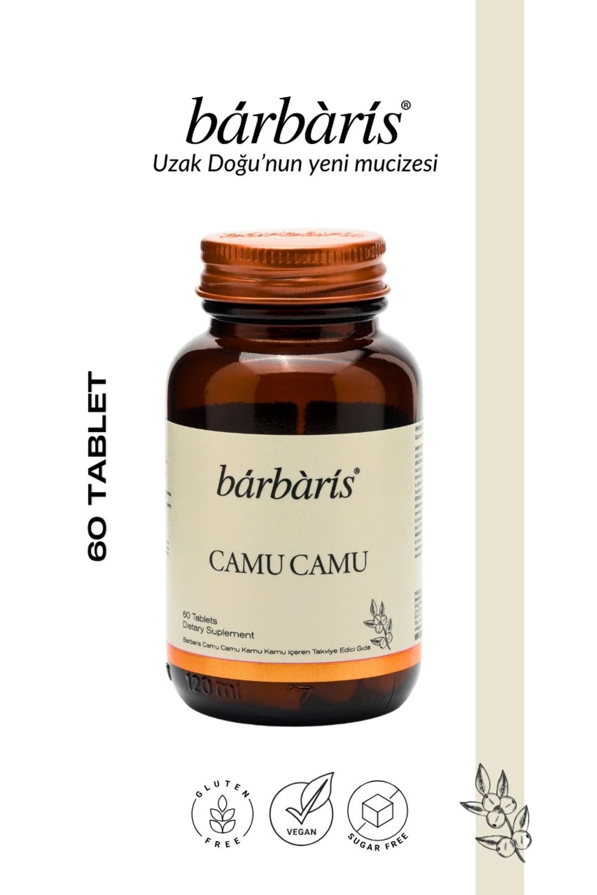 Barbaris Camu Camu Tablets 60 Antioksidan Cilt Aydınlatma Enerji Bağışıklık