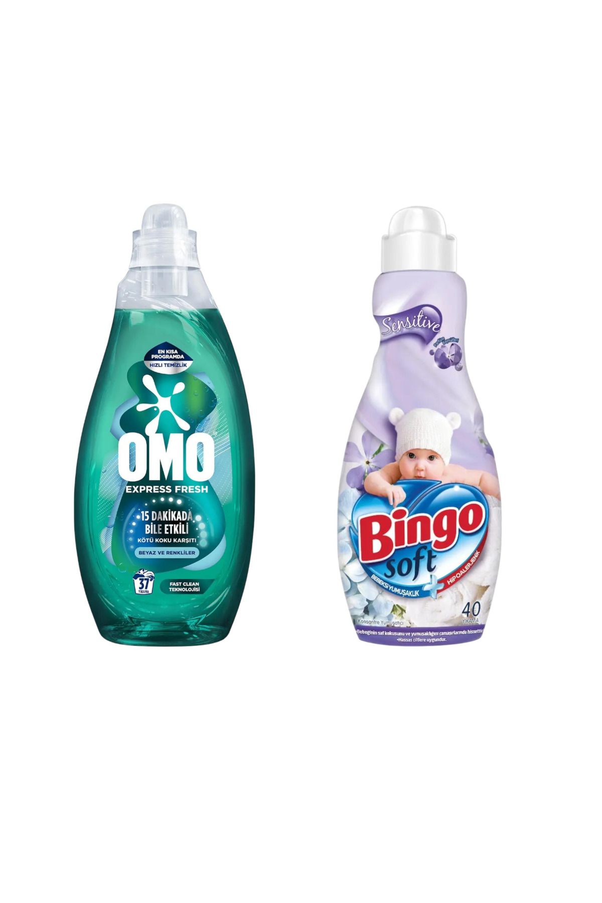 Omo Express Fresh Beyazlar ve Renkliler 1480 ML & Yumuşatıcı Lovely 960 ML