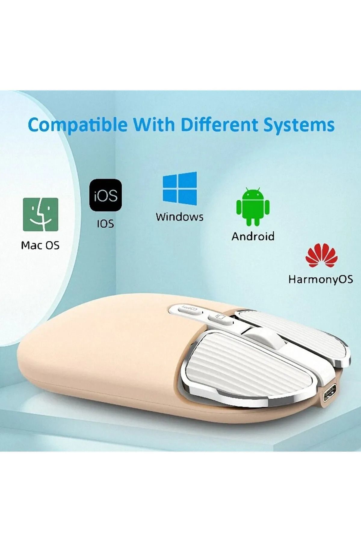 TEKNOMATİK iPad - Macbook Windows Uyumlu Kablosuz , Çift Modlu Taşınabilir Ayarlanabilir DPI Bluetooth Mouse