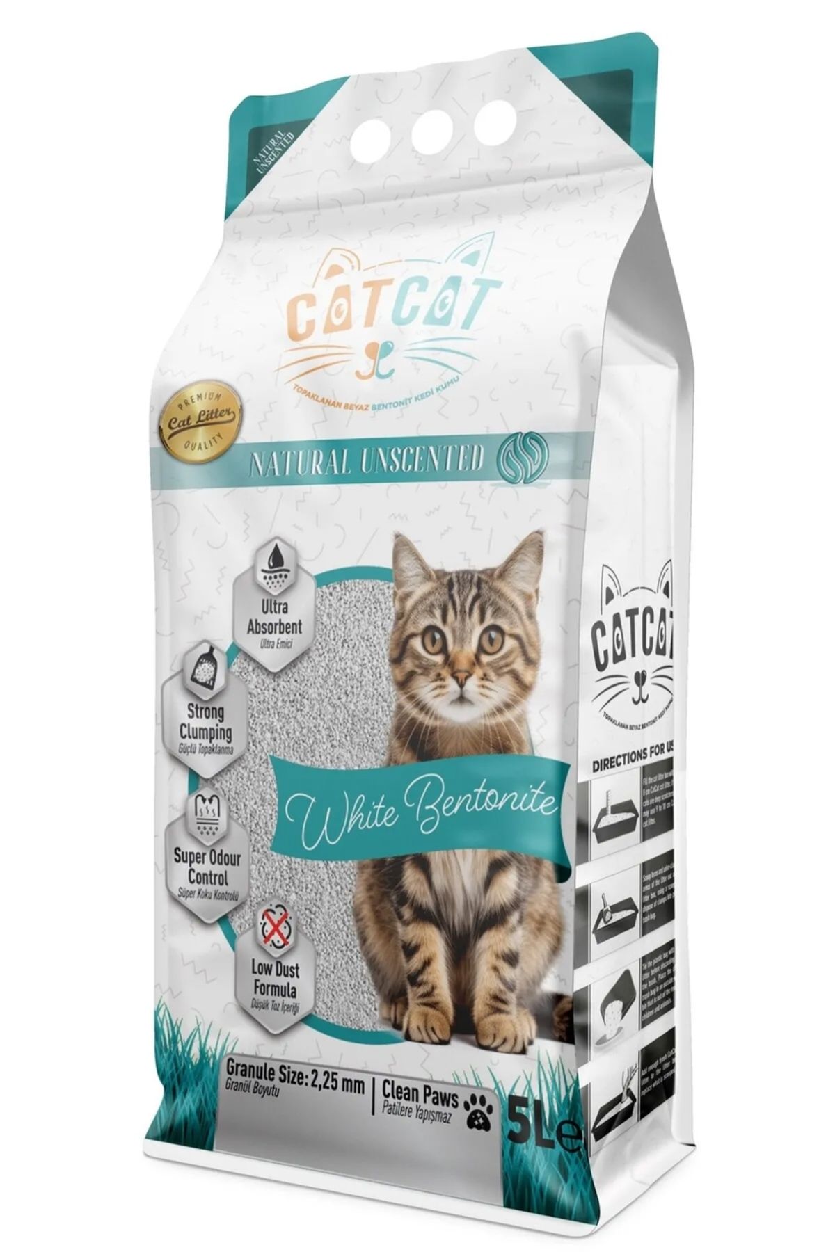 3DreaMaker Kokusuz Natürel Kedi Kumu 10 Lt (White Bentonite) (CatCat kedi kumu)