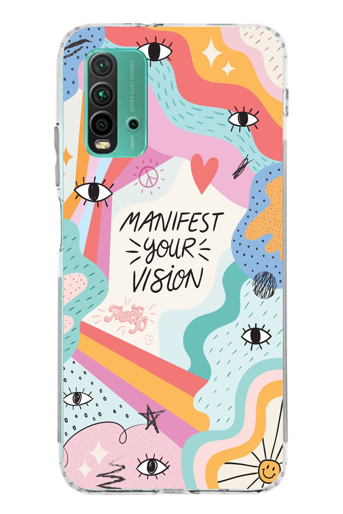 TechTree Redmi 9T Uyumlu Manifest your vision Vizyon Tasarımlı Şeffaf Silikon Kılıf