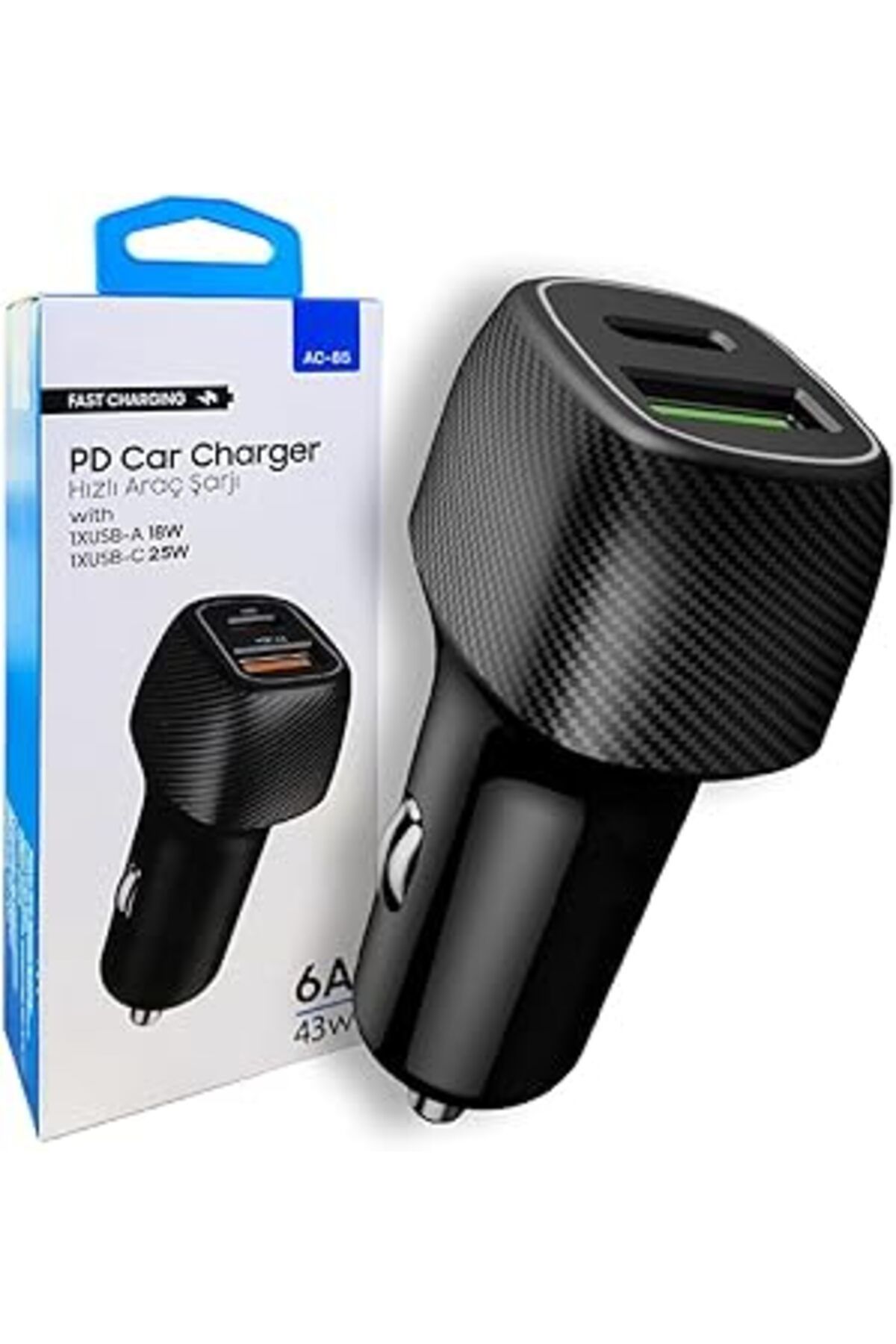 ShopZum Destomedya Güncelçarşı Ac-85 Pd Quick Charge 3.0 Usbx2 6A 38 Watt Araç Içi Hızlı Şarj Al Type C