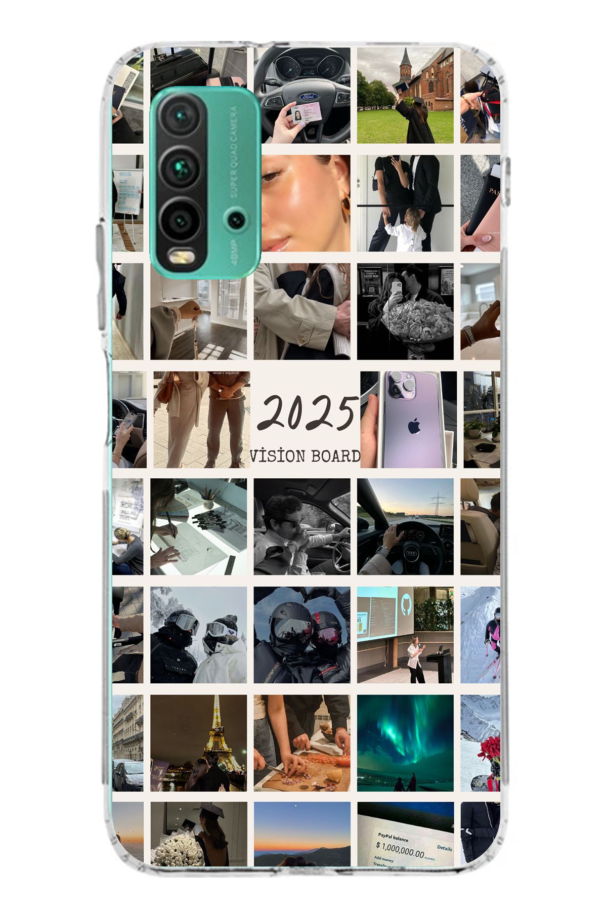 TechTree Redmi 9T Uyumlu 2025 Vision Board Hayal Panosu Tasarımlı Şeffaf Silikon Kılıf