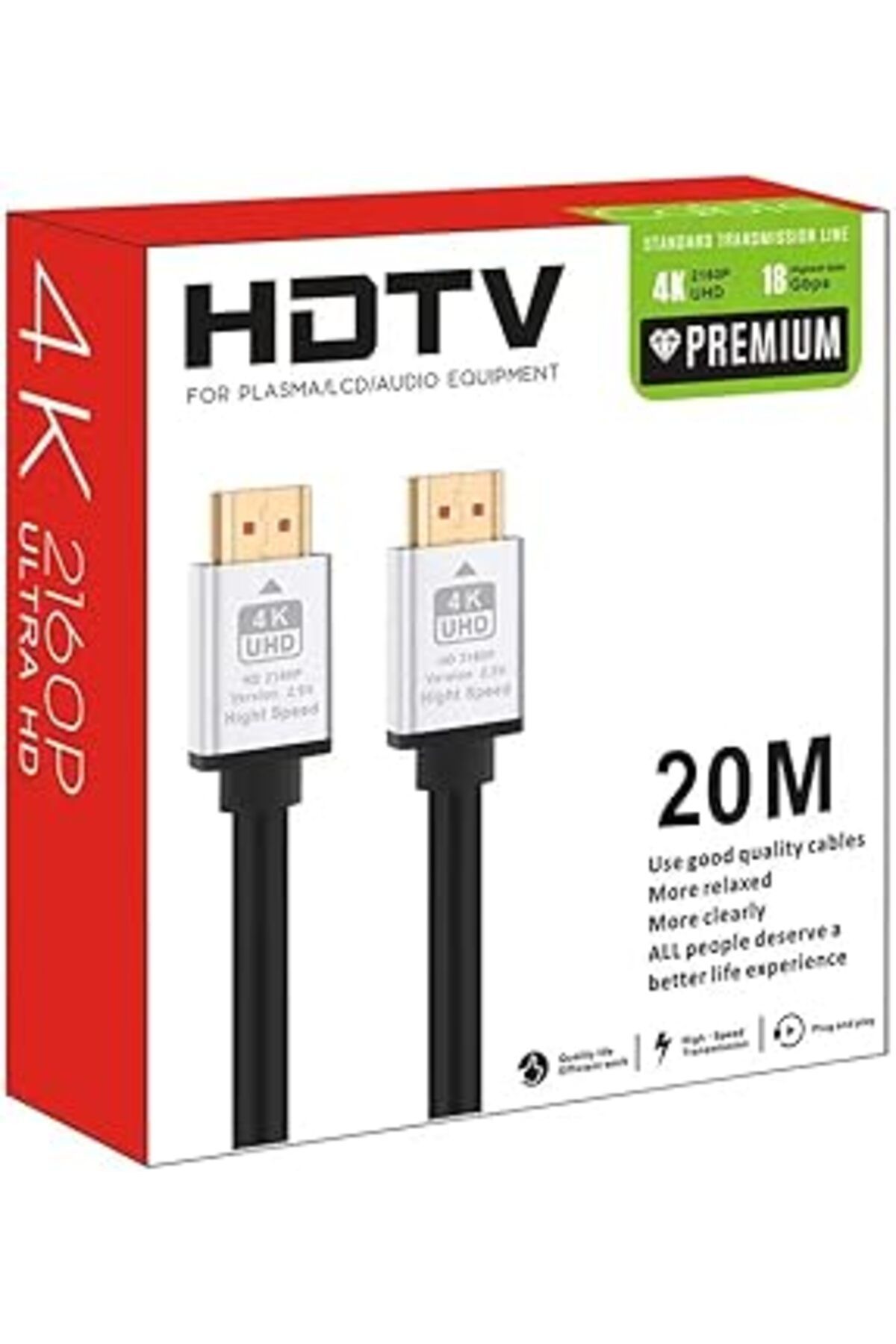 nerede bulurum Hdmi Kablo 20 Metre 4K Hdtv 2160P 18Gbps Premium Altın Kaplama Uç Yüksek Hızlı Aktarım Pl