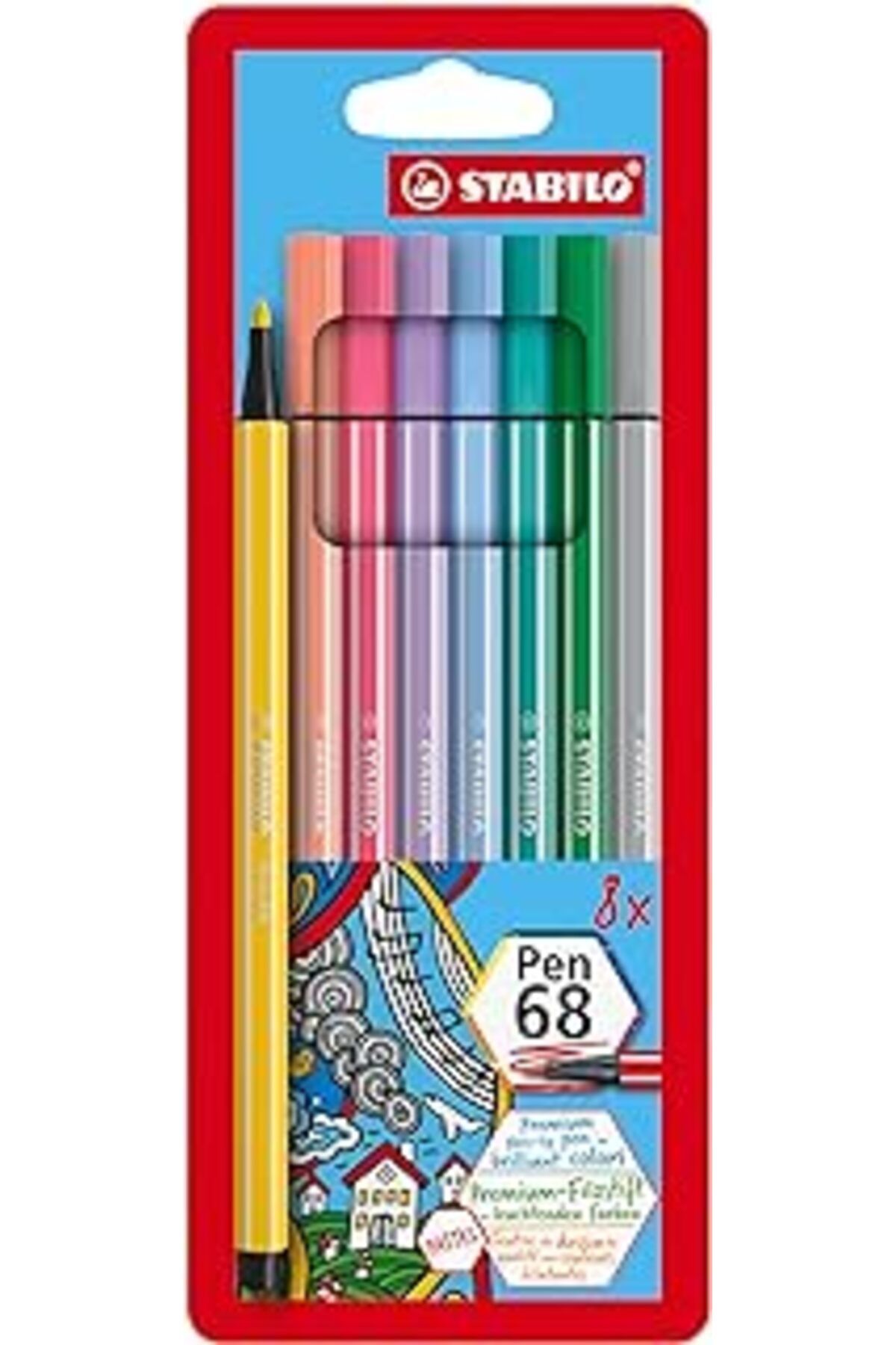 ShopZum Stabilo Pen 68 - Keçe Uçlu Boya Kalemi - 8'Li Paket - Pastel Renkler