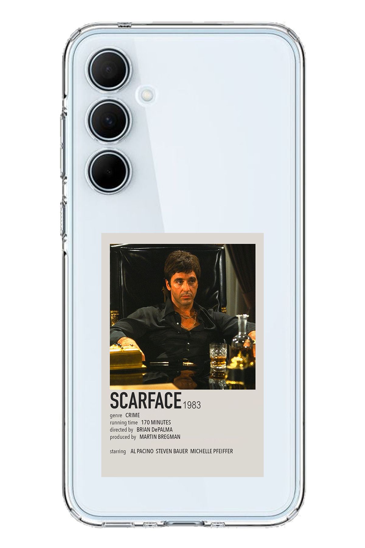 TechTree SAMSUNG Galaxy A35 Uyumlu Scarface Mini Poster Tasarımlı Şeffaf Silikon Kılıf