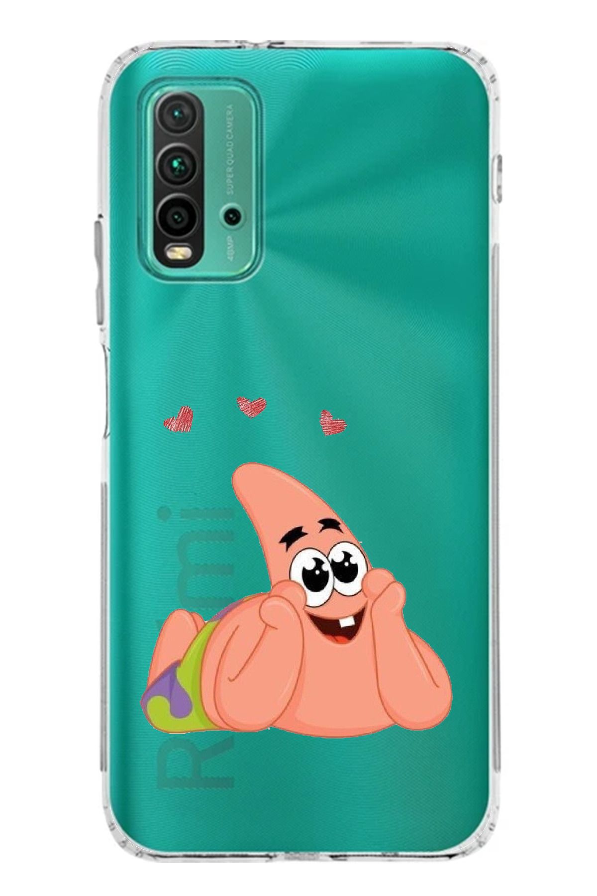 TechTree Redmi 9T Uyumlu Patrick Yıldız Aşk Tasarımlı Şeffaf Silikon Kılıf