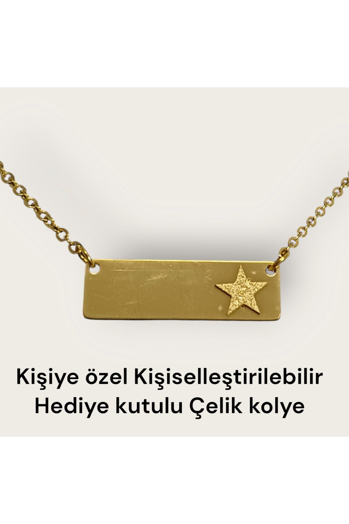 MK butik Kişiye özel Kişiselleştirilebilir Hediye kutulu yıldız Detaylı Çelik kolye