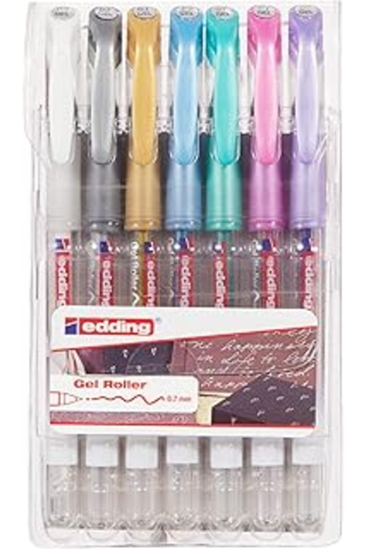 nerede bulurum Edding 2185 Jel Roller - Beyaz, Altın, Gümüş, Mavi, Yeşil, Pembe, Mor - 7 Kalem - 0,7 Mm