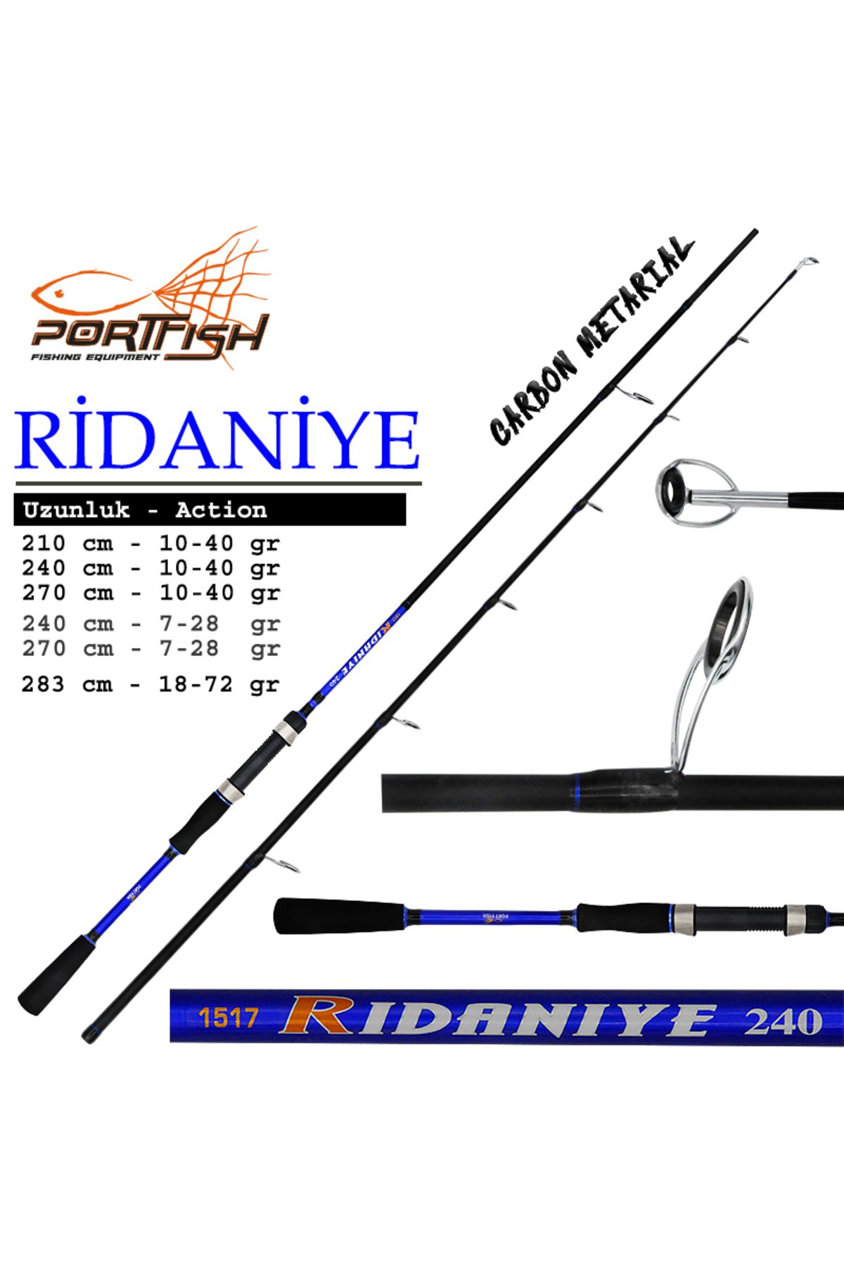 Port Portfish Ridaniye Spin 270 cm Olta Kamışı 2 Parça 10-40 gr