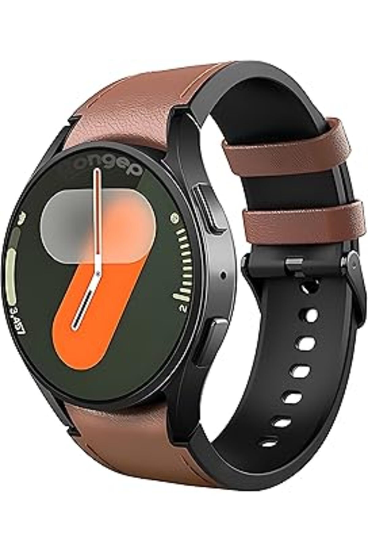 ShopZum Rongep Deri Dokulu Hibrit 20Mm Silikon Kordon Uyumlu Galaxy Watch Fe/7/6/5/4 Serisi İÇin Yu