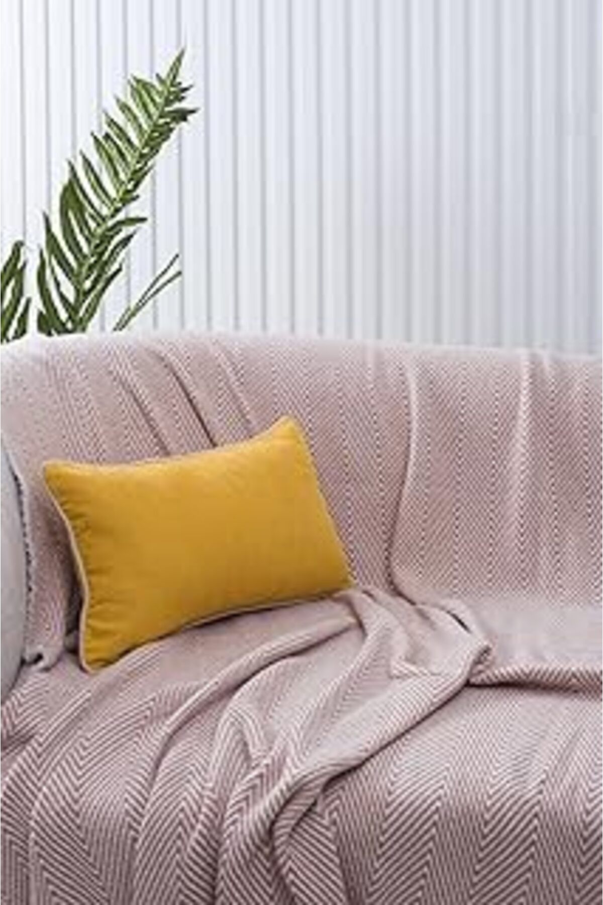 ShopZum Özsay Home Sarı Panorama Krem Biyeli Kırlent Kılıfı 3 Farklı Biye Seçeneğiyle, 45 X 45