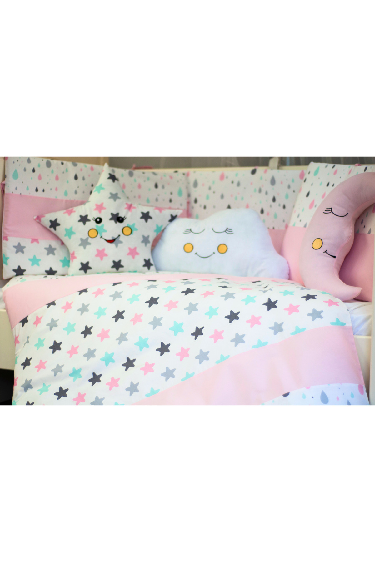 Kista Baby Bebek Uyku Seti Nevresim Takımı 60x120 Damla Pembe fotoğrafı 6 (önizleme)