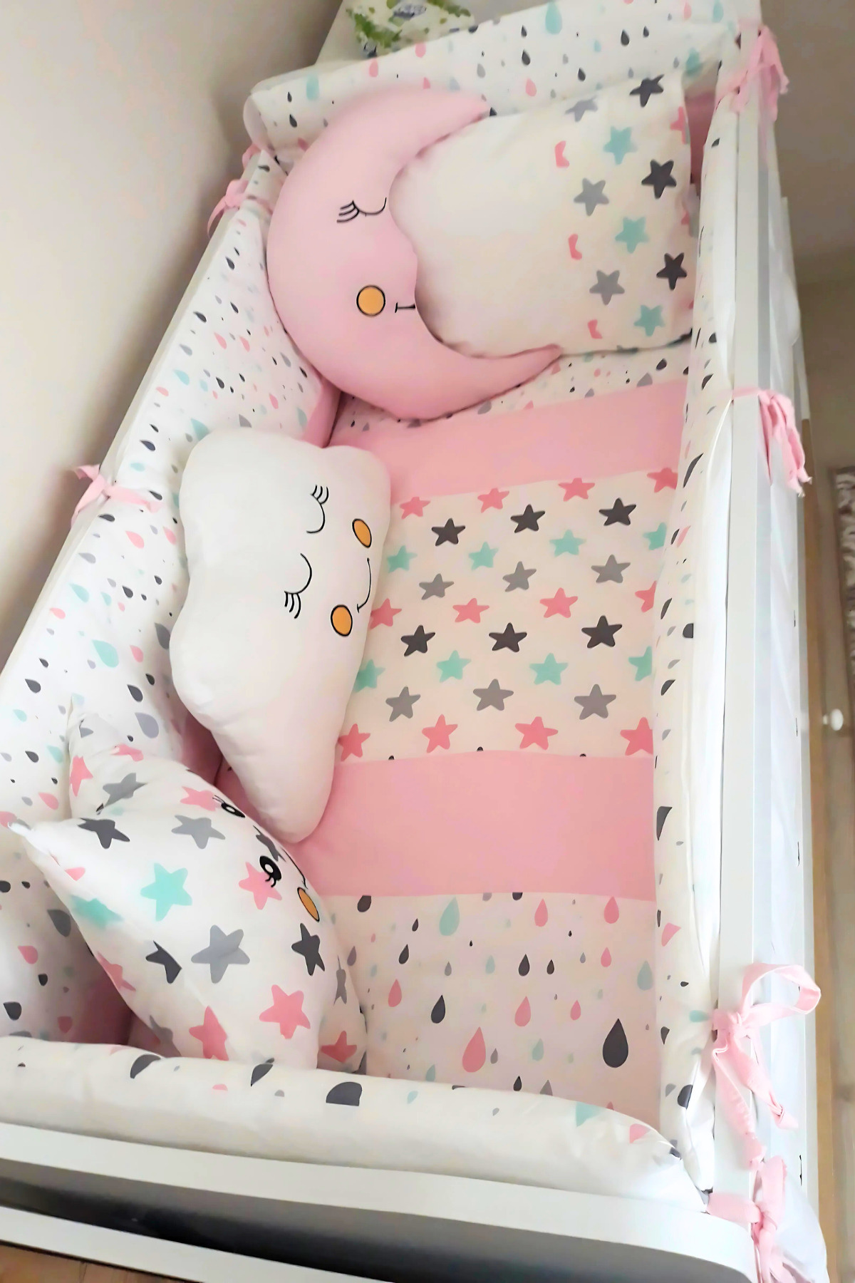 Kista Baby Bebek Uyku Seti Nevresim Takımı 60x120 Damla Pembe fotoğrafı 2 (önizleme)