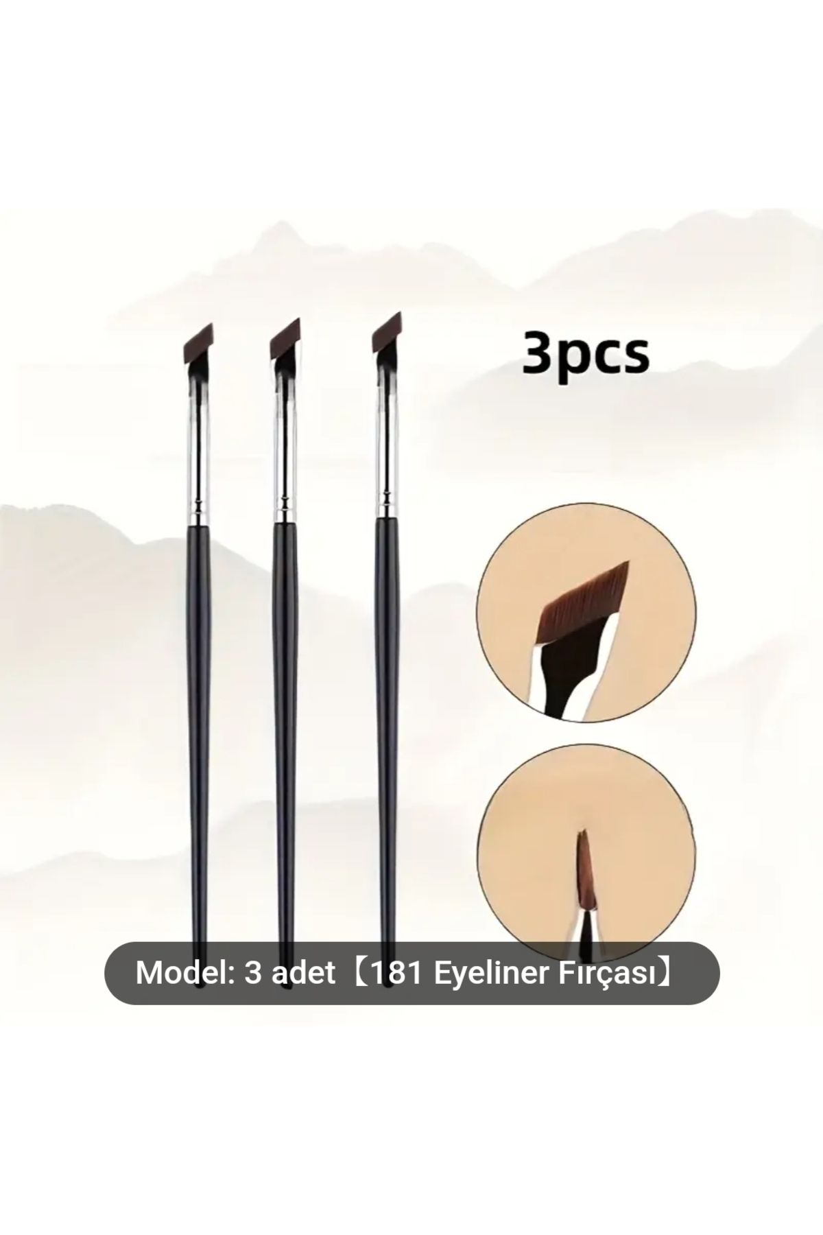 Mevohome Ultra İnce Açılı Eyeliner Fırça Seti 3 Adet