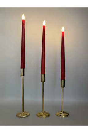 Giyyin 2'li Set Pilli Led Şamdan Mumu, Kırmızı Led Şamdan Mumu