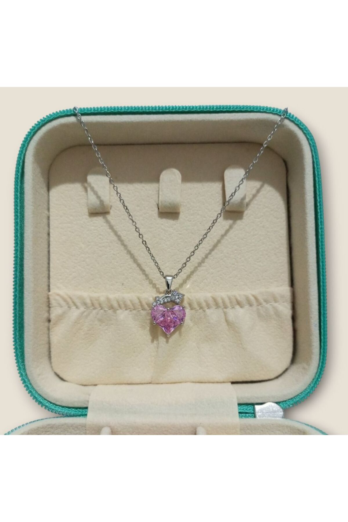 Violetta Jewelry Zirkon Taşlı Kalp Çelik Kolye