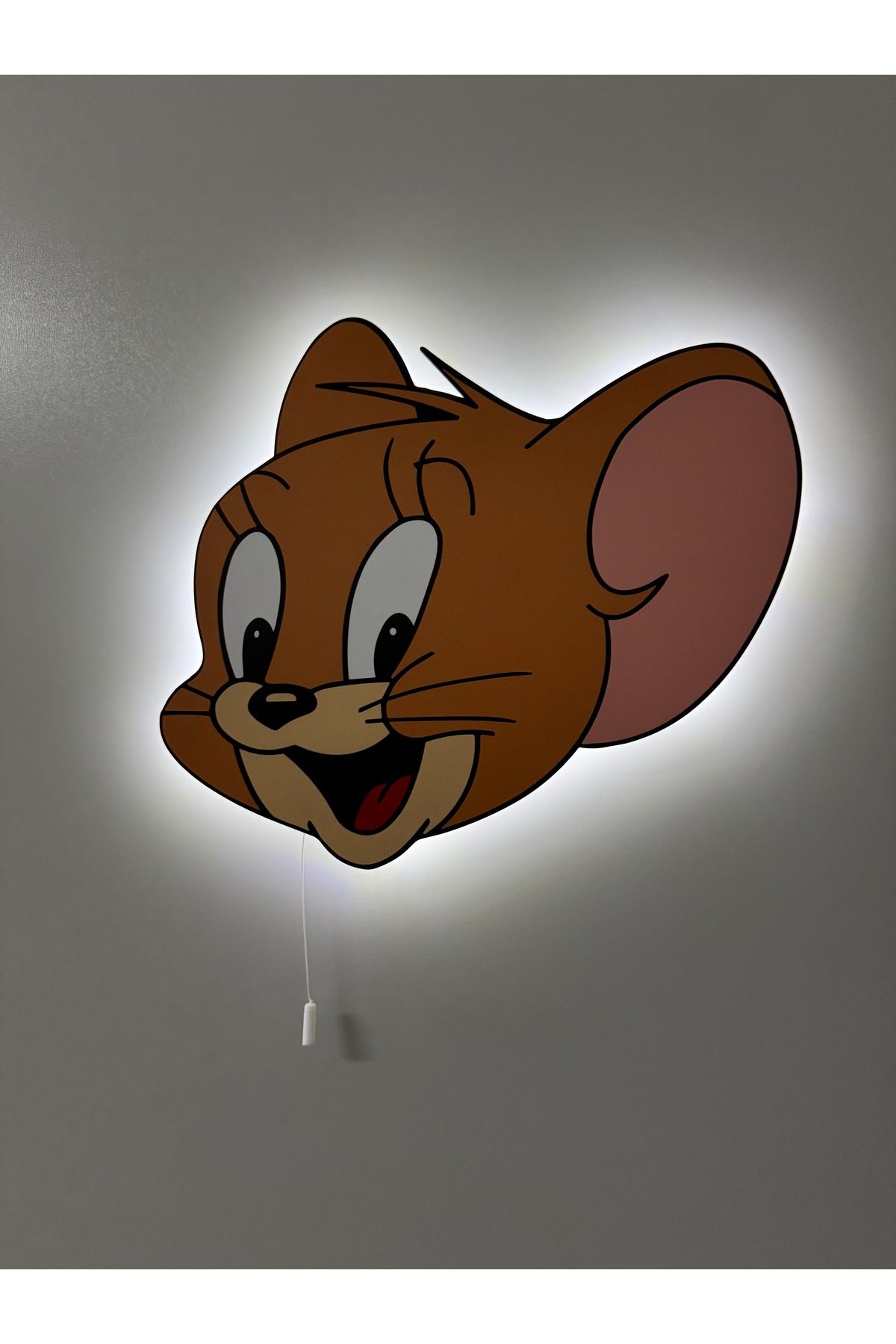 UViolets Dekoratif Ahşap Baskılı Tom And Jerry (Jerry) Figürü Çocuk Odası Gece Lambası 32*27