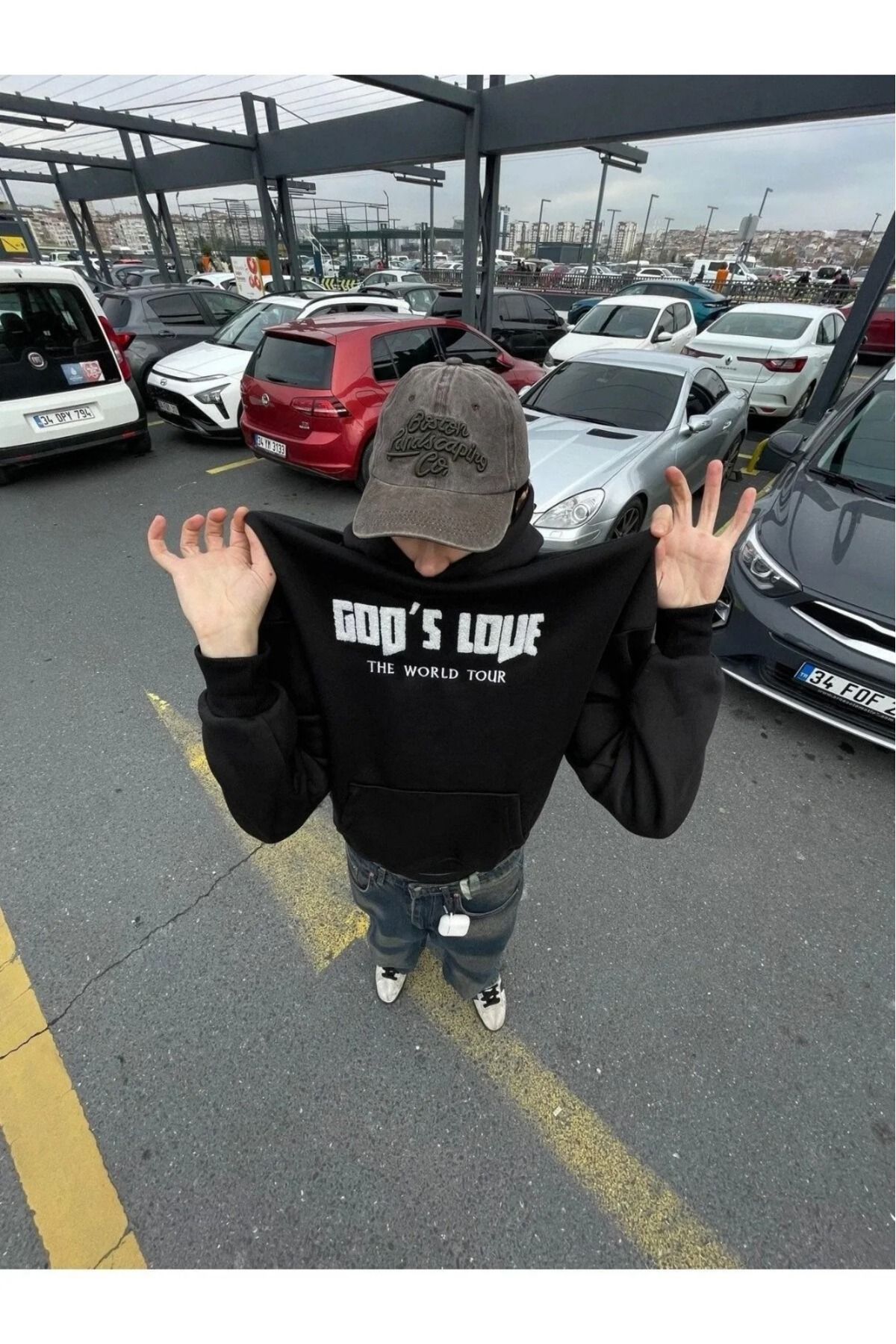 Bravebell siyah sweatshirt God's Love Baskılı Hoodie