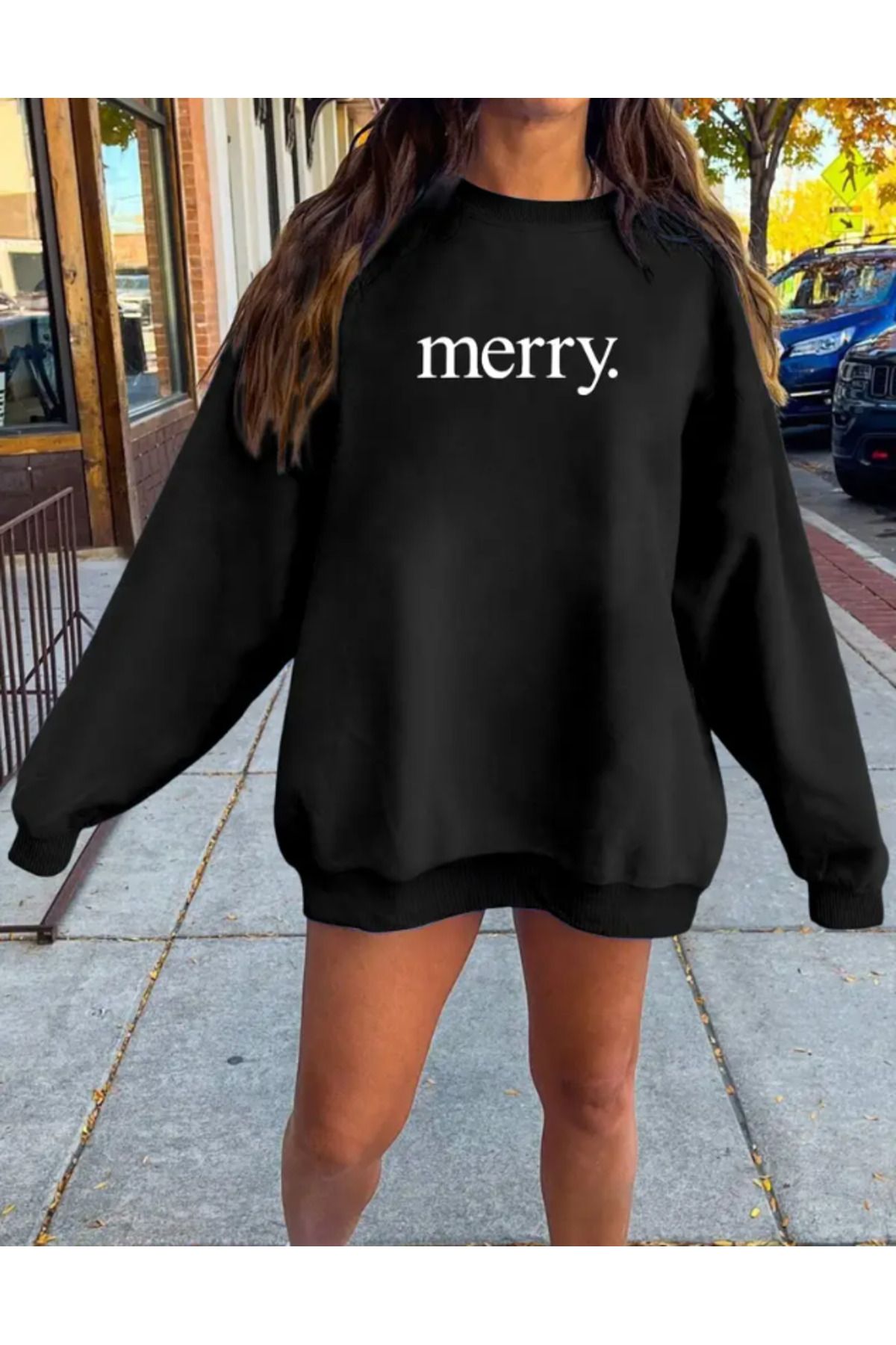 Marco Fresco Unisex Merry Baskılı Sweatshirt