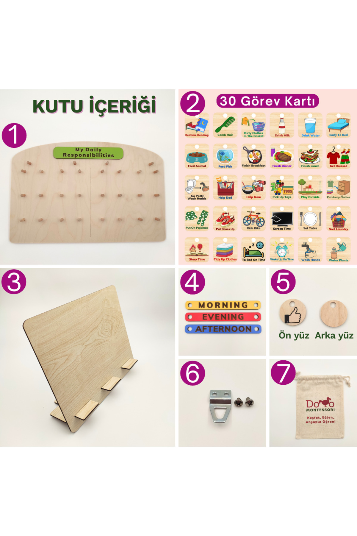 Dodo Montessori Montessori Günlük Görev Tablosu - SET 2: Büyük Boy (30 Görev Kartlı) fotoğrafı 6 (önizleme)