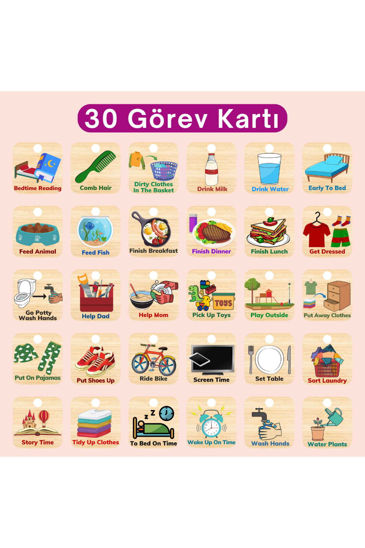 Dodo Montessori Montessori Günlük Görev Tablosu - SET 2: Büyük Boy (30 Görev Kartlı) fotoğrafı 7 (önizleme)