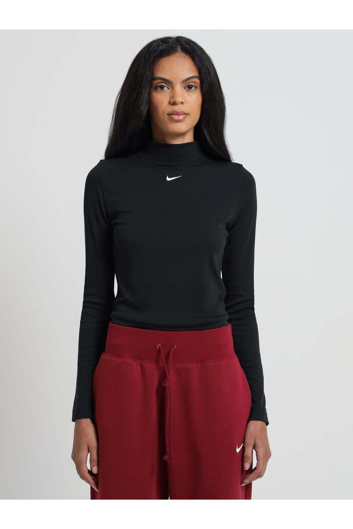 Nike Essential Rib Mock LS Top Kadın Sweatshirt