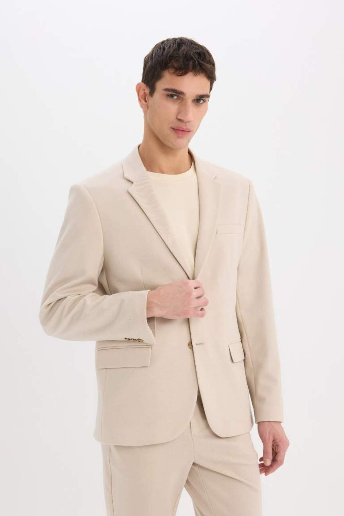 DeFacto-Modern Fit Lined Buttoned Blazer Jacket C5990Ax25Sp 4