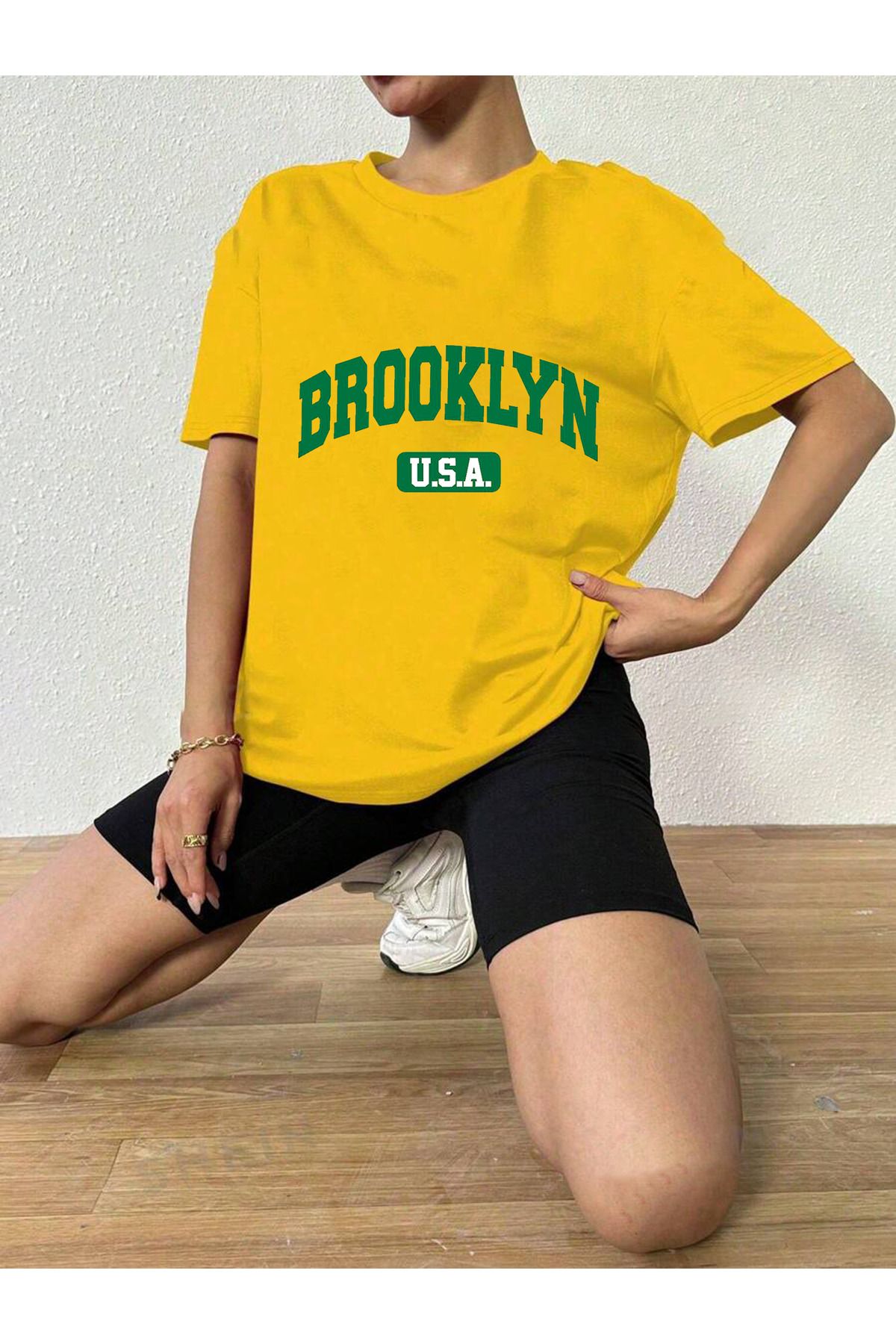 Cosmo Style BROOKLYN baskılı pamuklu unisex oversize t-shirt dijital baskılı sporcu tshirt