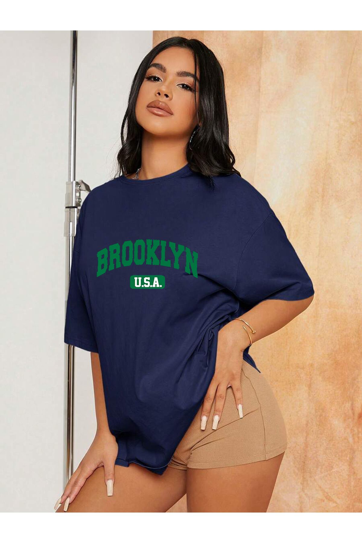 Cosmo Style BROOKLYN baskılı pamuklu unisex oversize t-shirt dijital baskılı sporcu tshirt