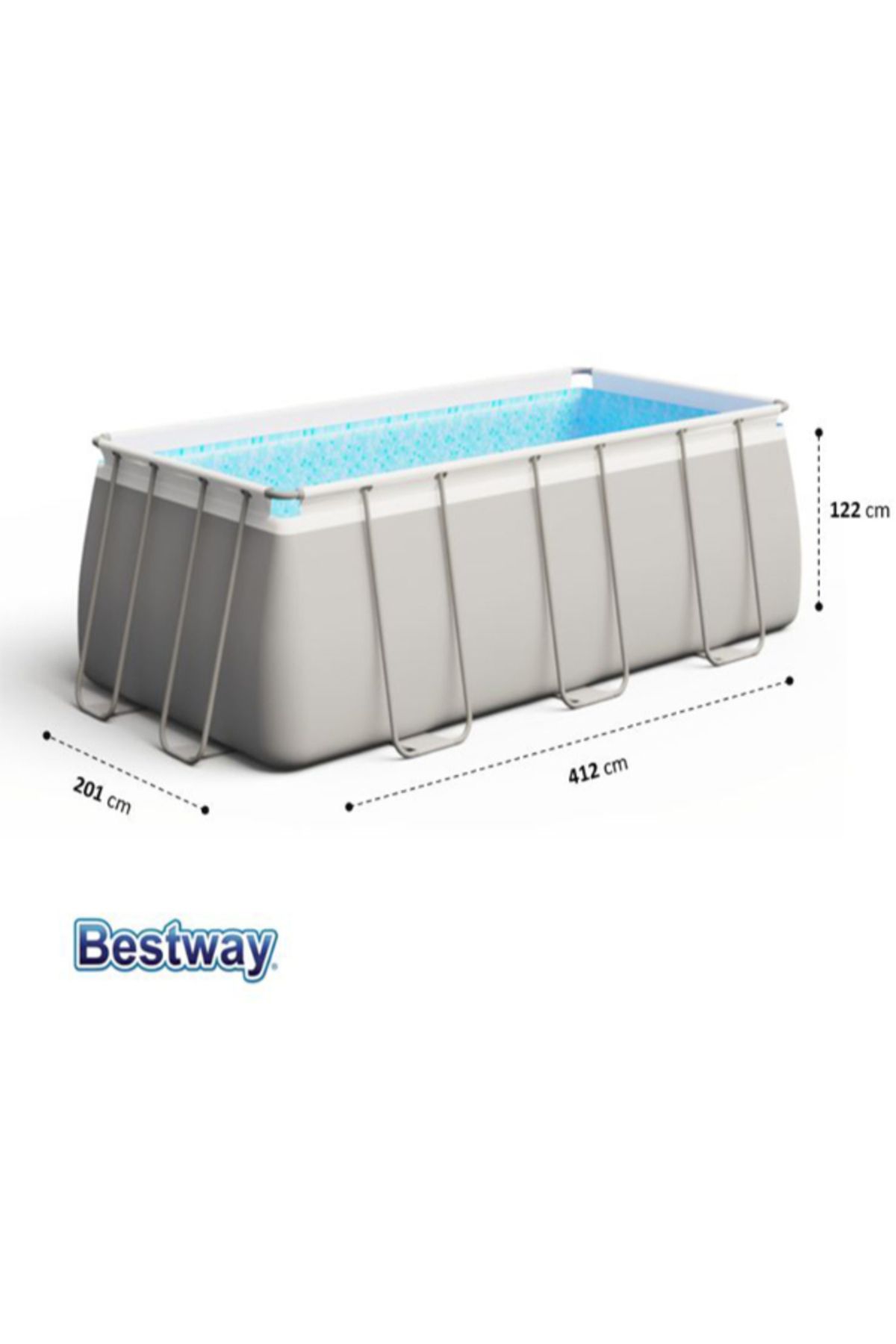 BESTWAY-Rectangular Pool + Filter Pump + Ladder Set 412X201X122Cm 26-56457 2