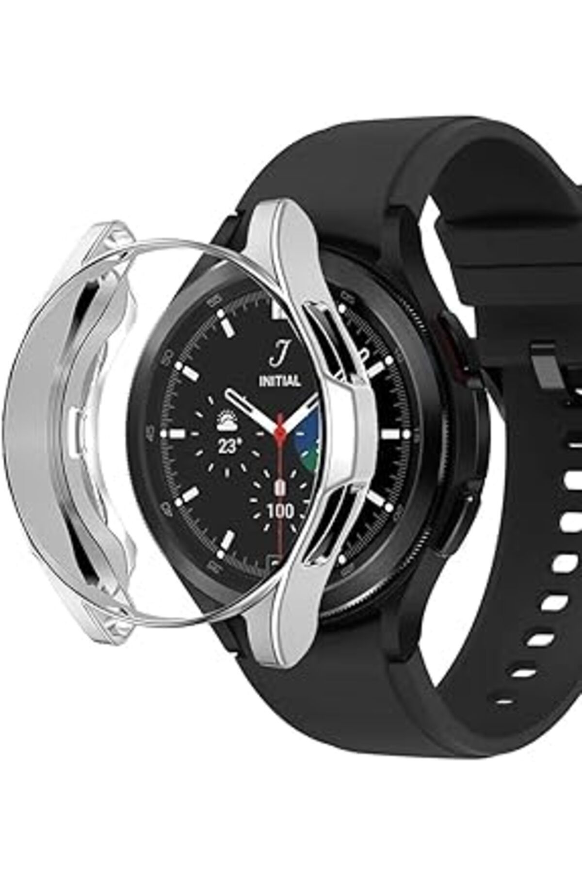 MAGNESİA Galaxy Watch 4 Classic 42Mm Için Kılıf 360 Full Round Soft Silicone Gümüş [Galax