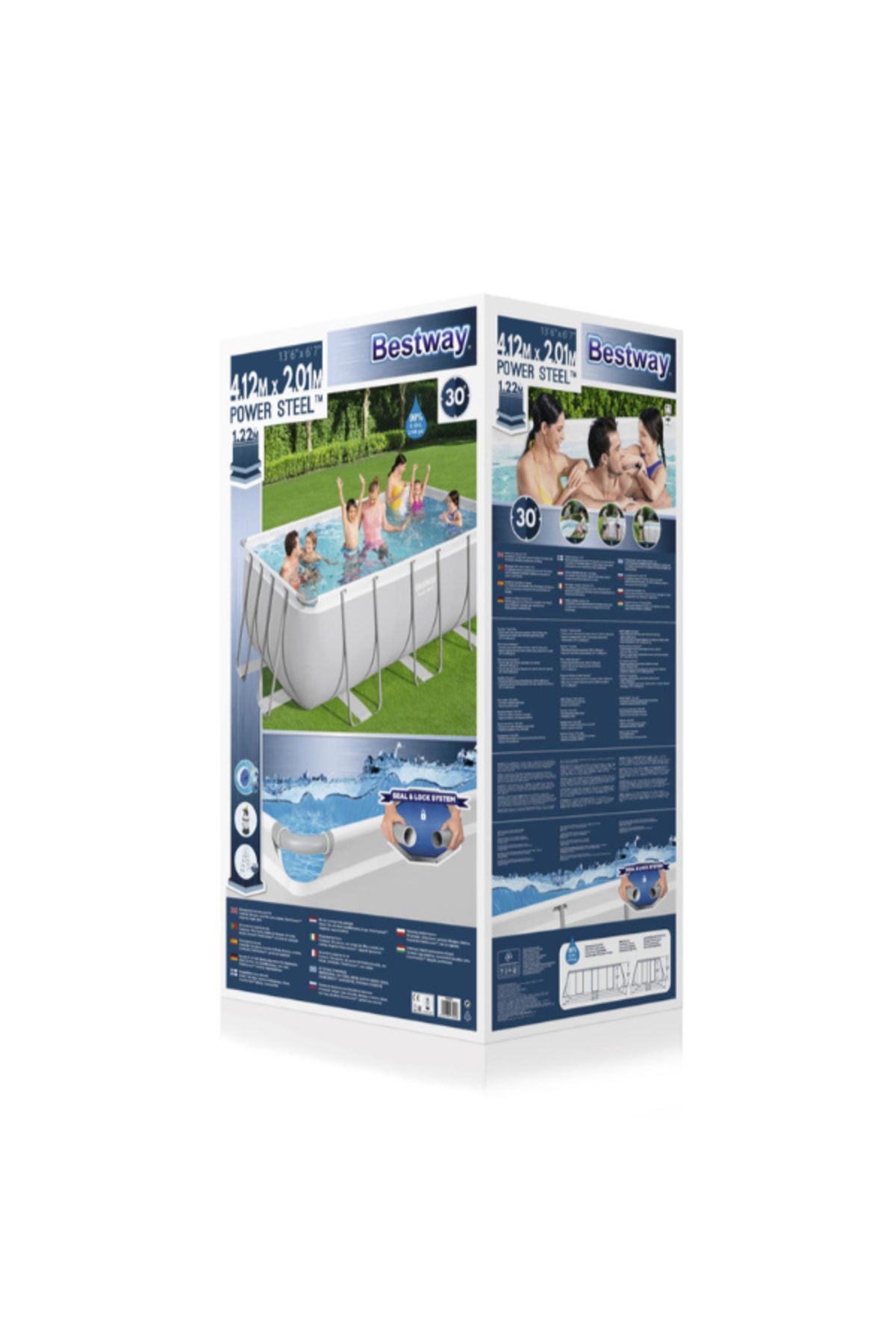 BESTWAY-Rectangular Pool + Filter Pump + Ladder Set 412X201X122Cm 26-56457 4