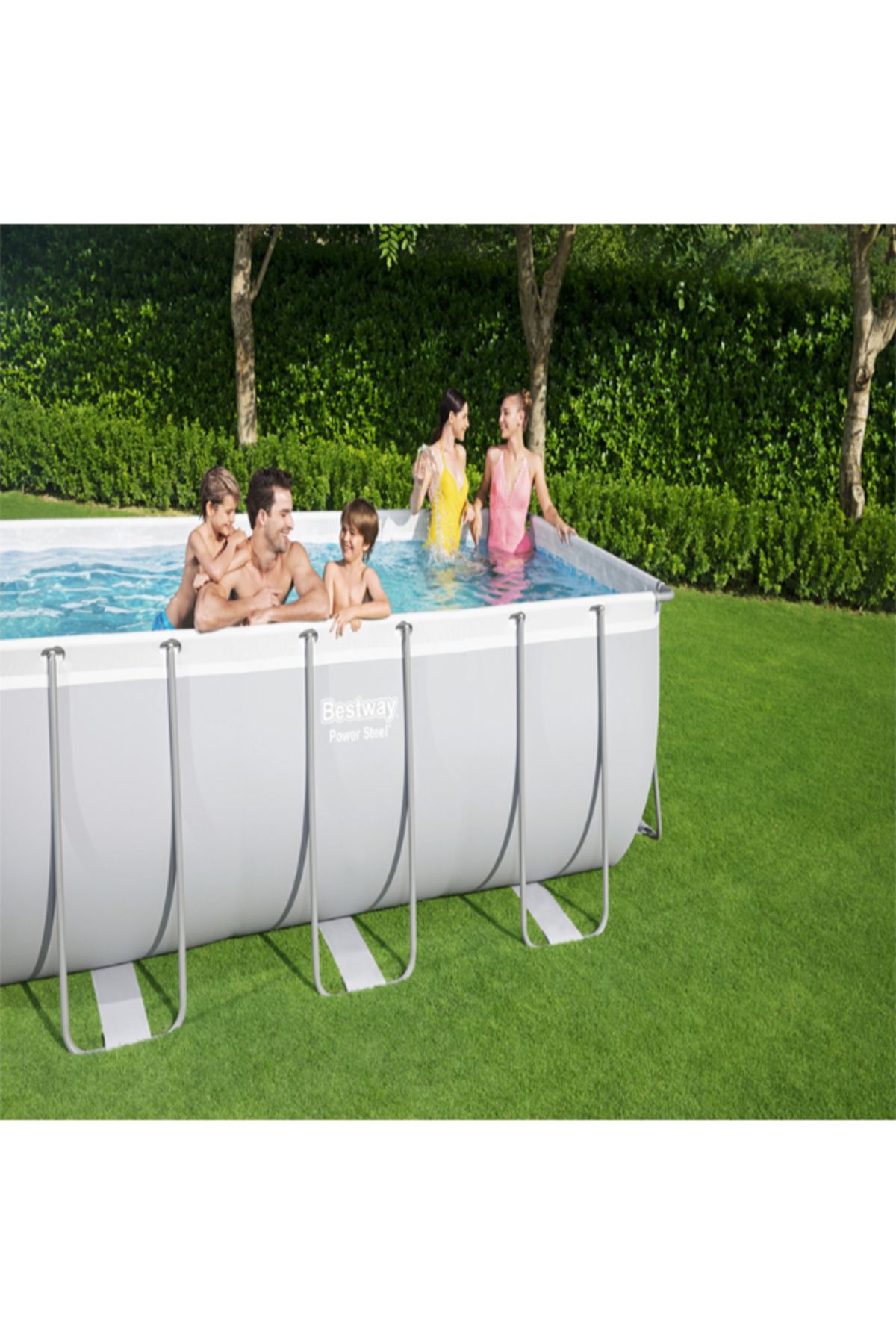 BESTWAY-Rectangular Pool + Filter Pump + Ladder Set 412X201X122Cm 26-56457 5
