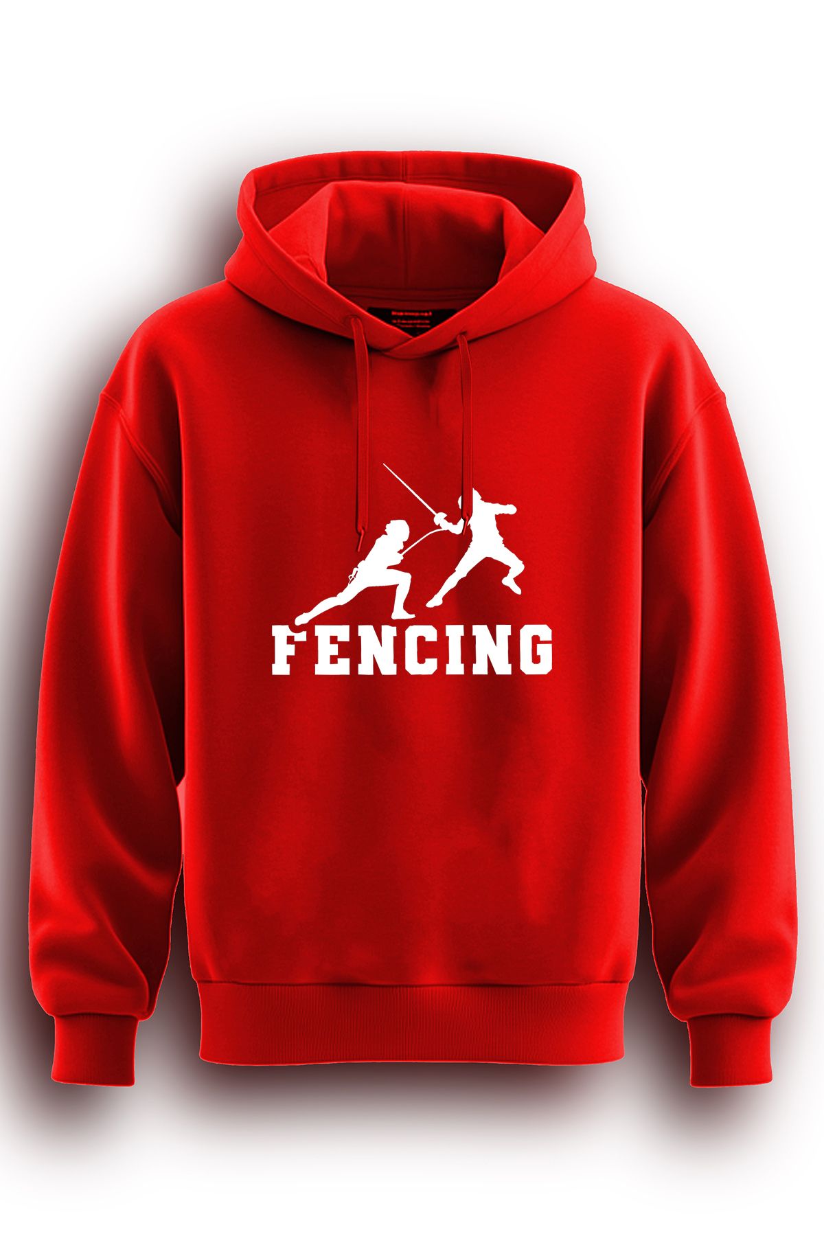 TOP GLORY Eskrim Baskılı  Sweatshirt Kapüşonlu 3 iplik Hoodie Fencing Sweat