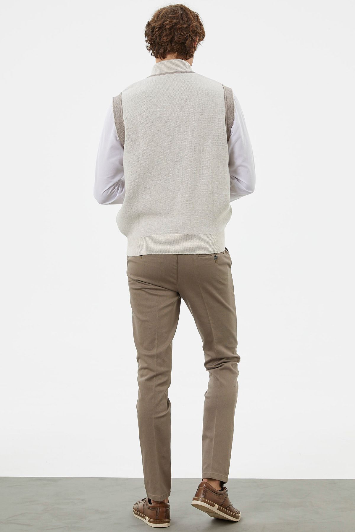 Sementa-Μπεζ Πλεκτό Γιλέκο με φερμουάρ Judge Collar - Milk Brown 6