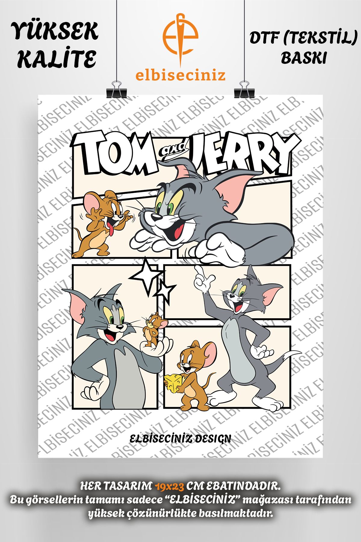 VİZYON İKRA "TOM & JERRY" Temalı Premium DTF Tekstil Baskı ÜTÜ İLE KOLAYCA YAPIŞIR