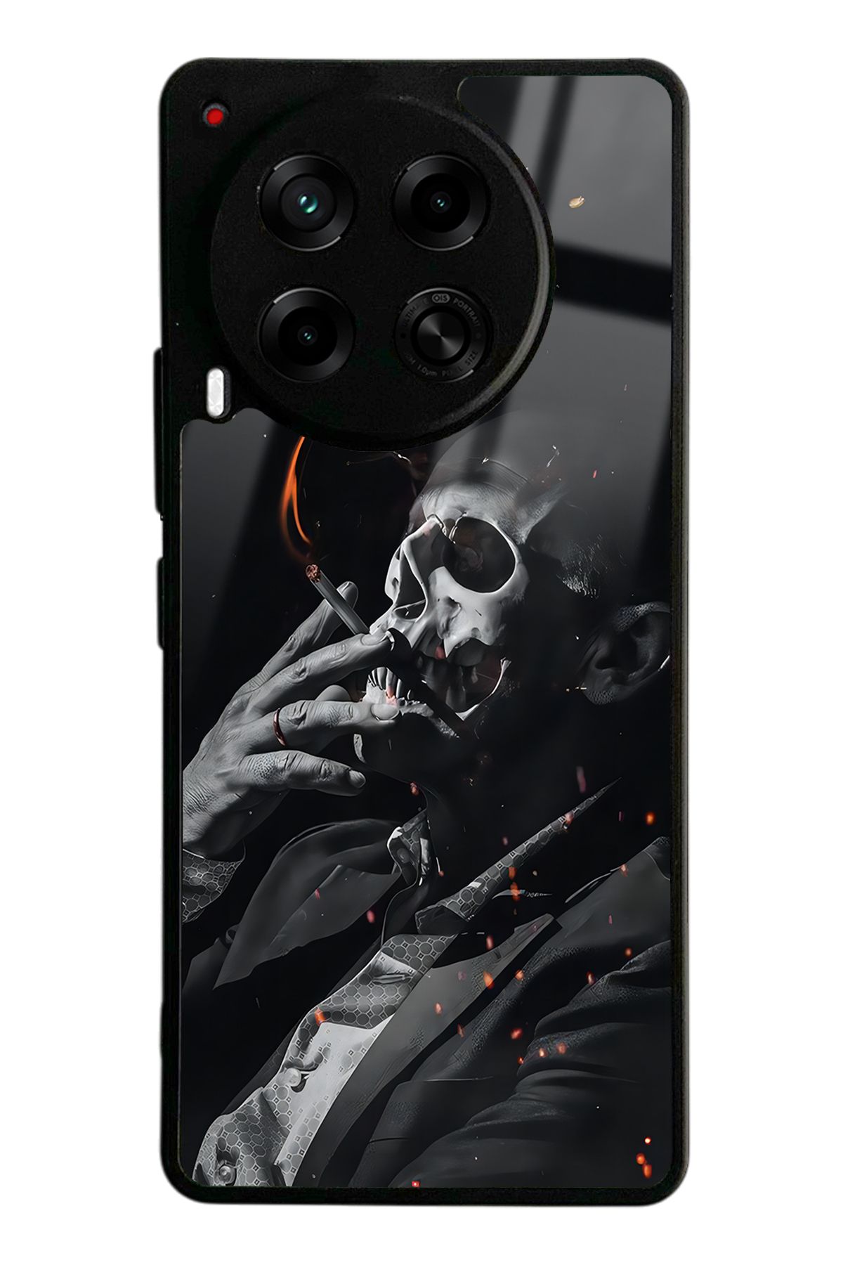 Spoyi Tecno Camon 30 Smoke Skull Tasarımlı Glossy Telefon Kılıfı