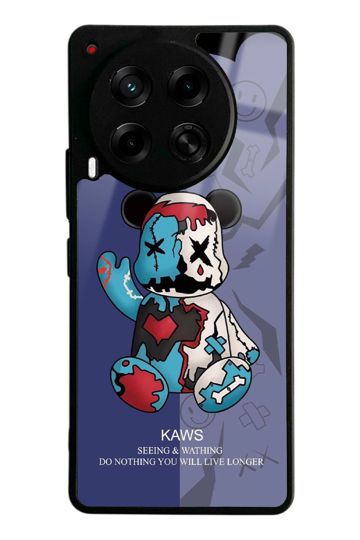 Spoyi Tecno Camon 30 Kaws Bear Tasarımlı Glossy Telefon Kılıfı