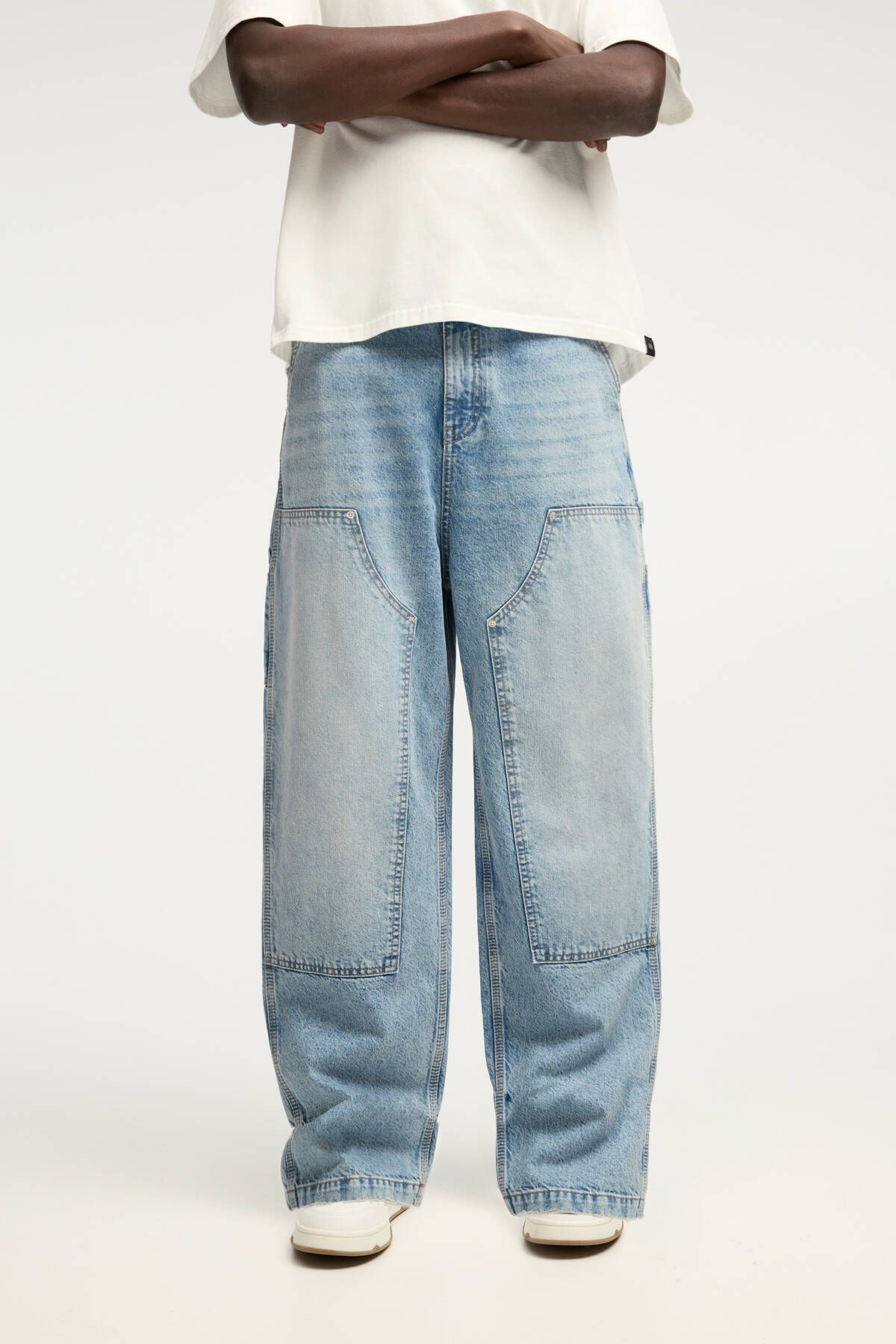 شلوار جین آبی مردانه طبقه دو تفصیلی بزرگ ژان Pull Bear Pull & Bear