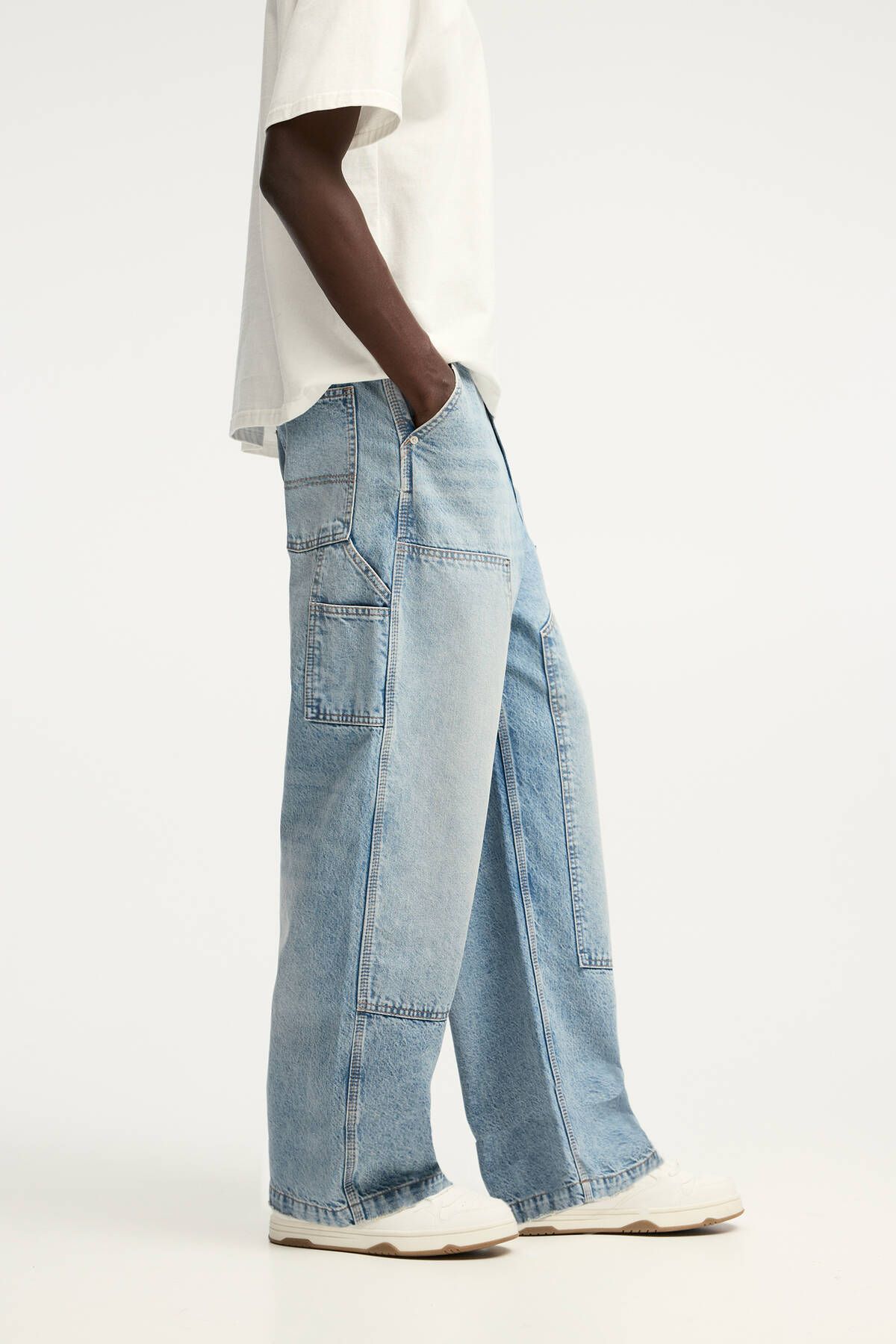 شلوار جین آبی مردانه طبقه دو تفصیلی بزرگ ژان Pull Bear Pull & Bear