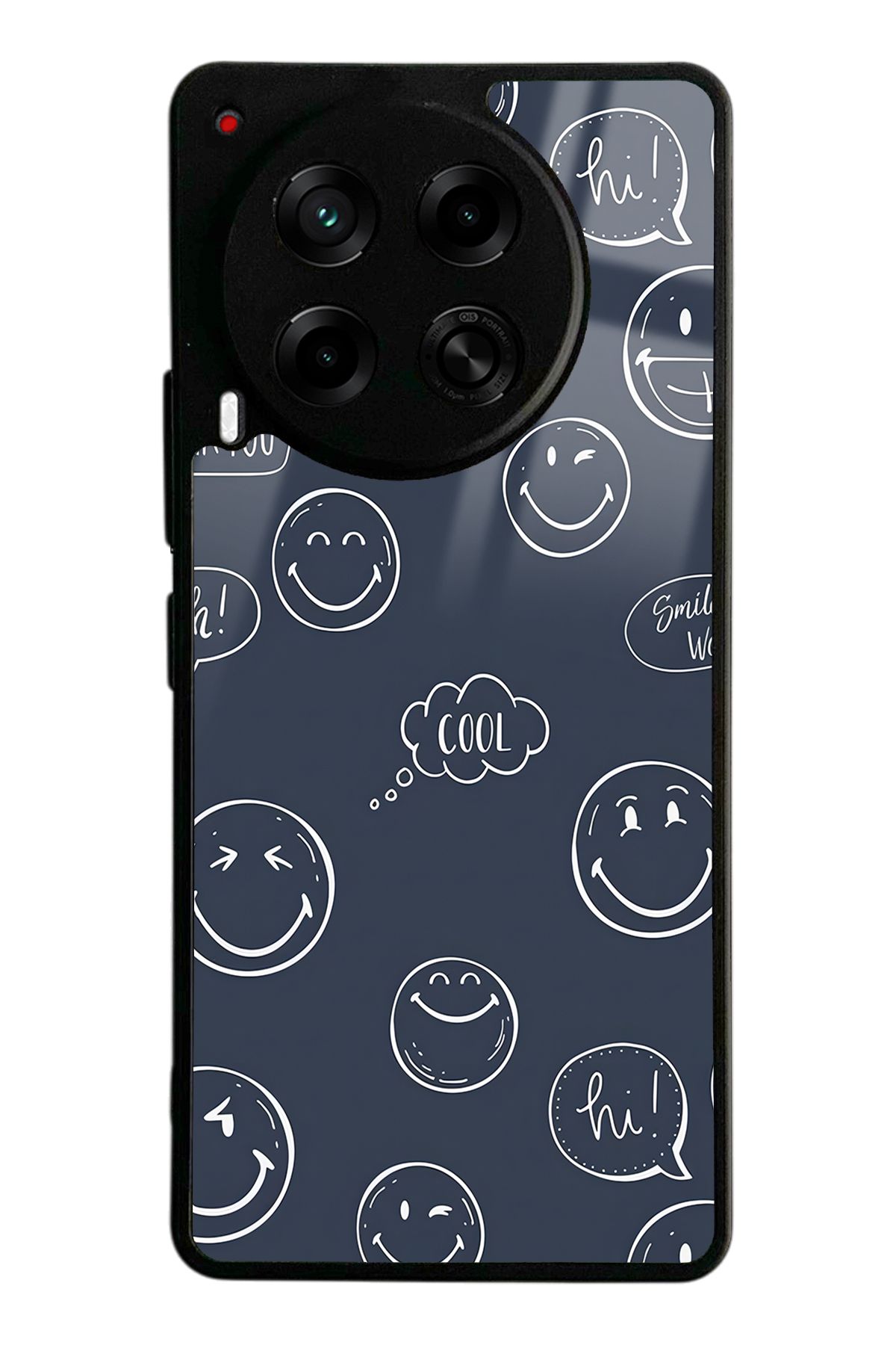 Spoyi Tecno Camon 30 Doodle Smile Tasarımlı Glossy Telefon Kılıfı