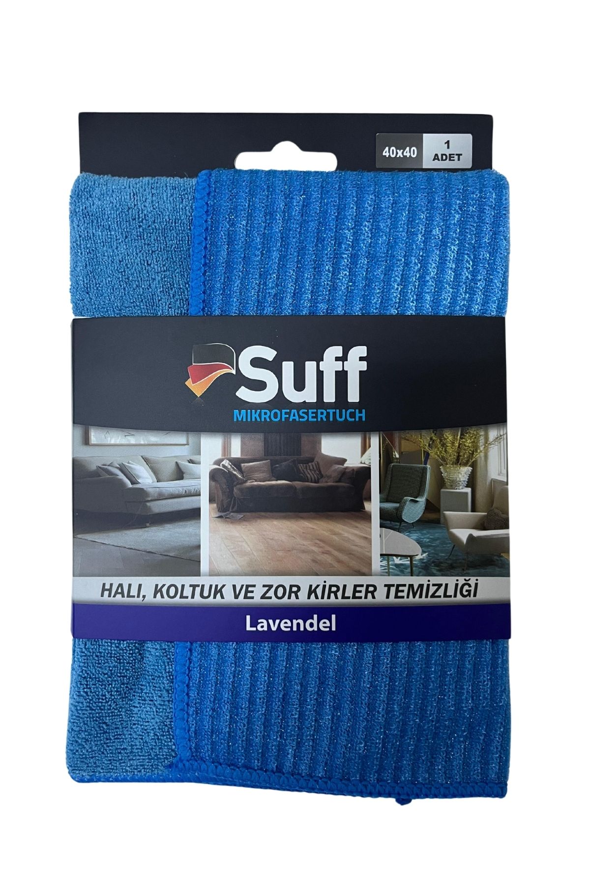 Suff Lavanta Mikrofiber Halı, Koltuk ve Zor Kirler Temizlik 40 x 40 cm, Mavi