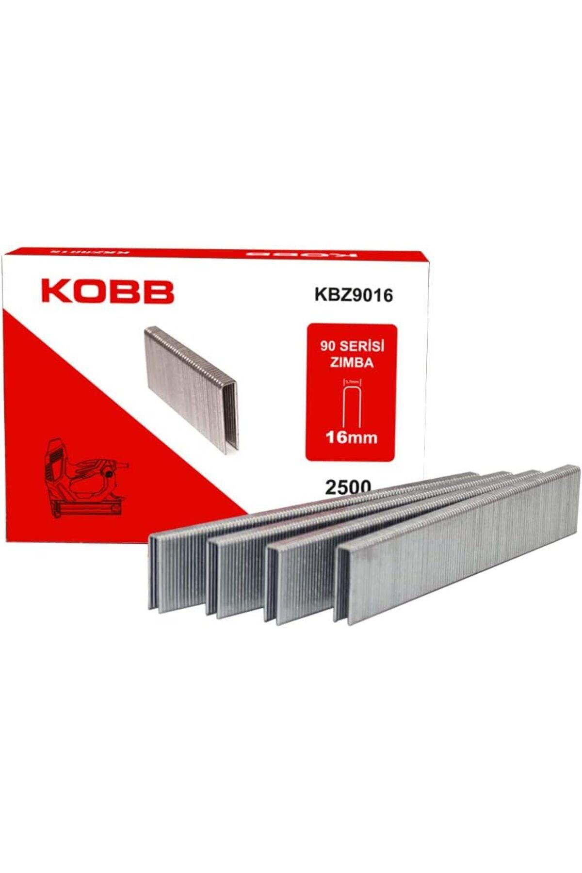 NcK KBZ9016 16mm 2500 Adet 90 Serisi Ağır Hizmet Tipi Zımba Teli, Gri