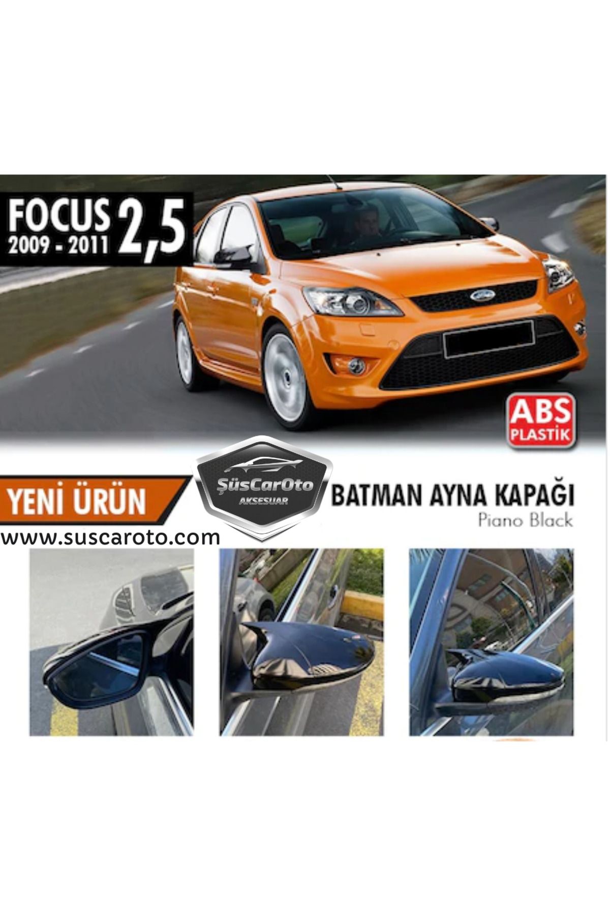 caralp Ford Focus 2.5 2009-2011 Batman Yarasa Ayna Kapağı Piano Black ABS Plastik