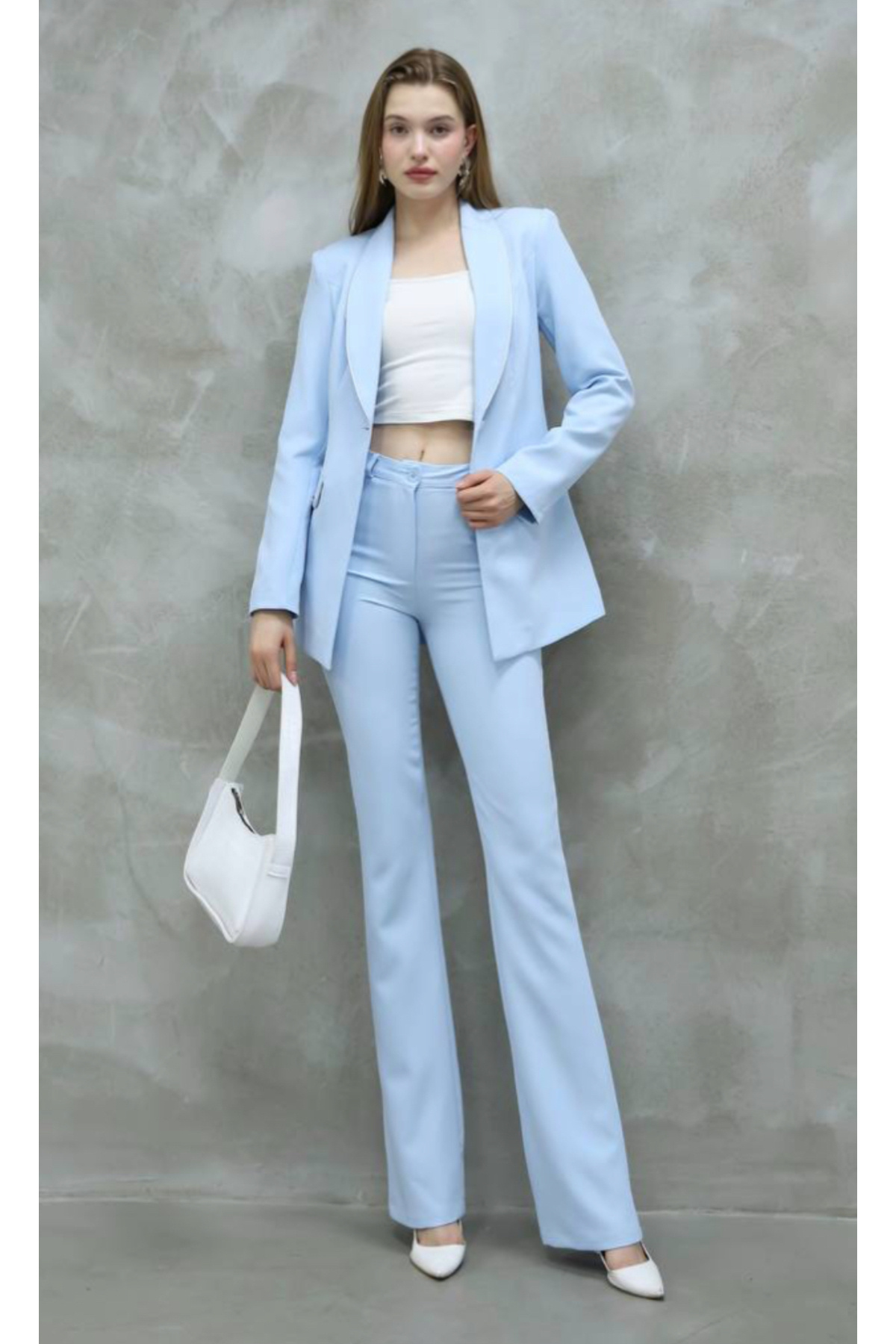 ZF BUTİK-Baby Blue Classic Σετ Μπουφάν και Παντελόνι - Ασημί Λεπτομέρεια 6