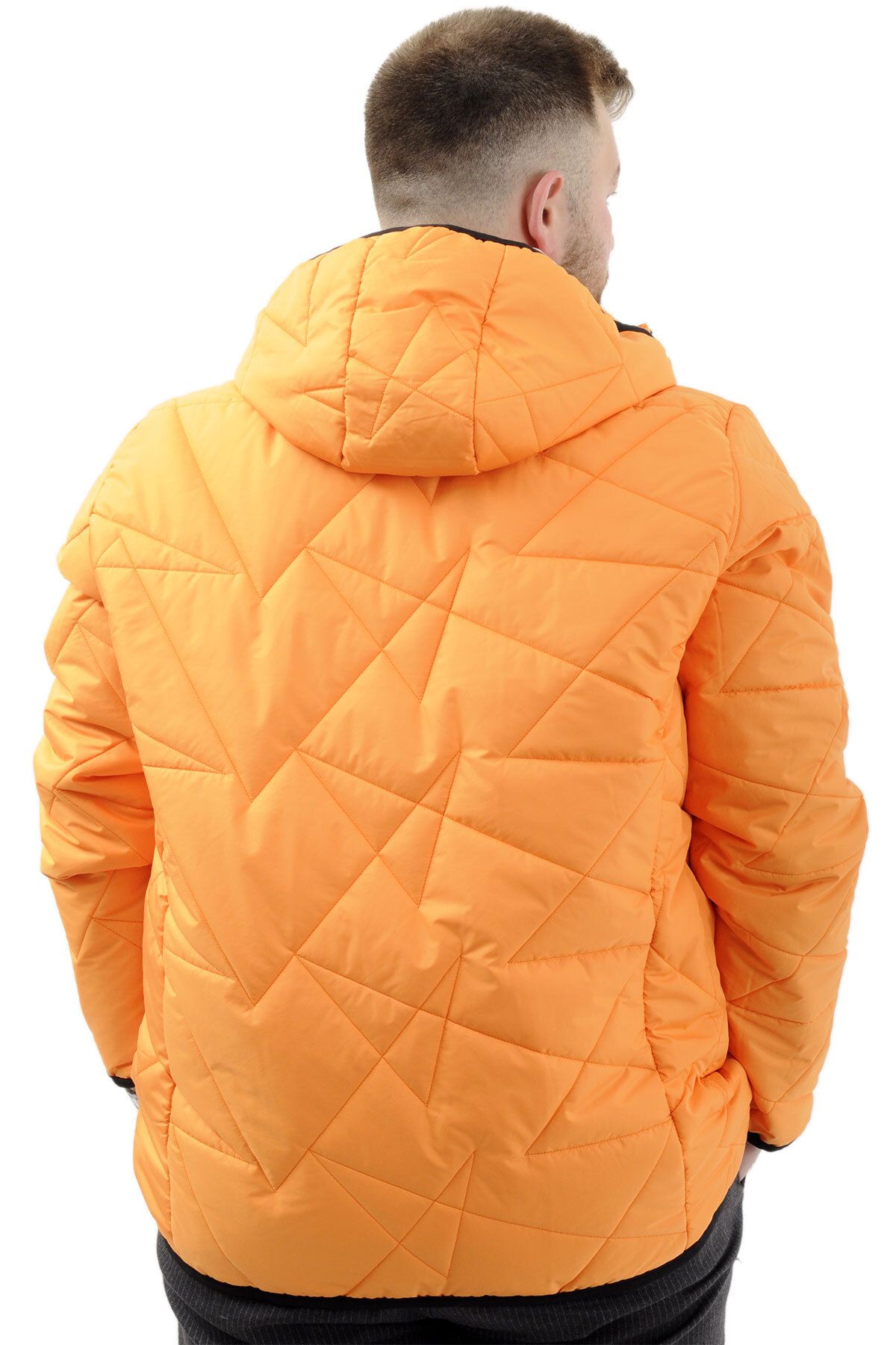 ModeXL-Men's Quilted Coat Hooded - Plus Size, Orange U24606 4